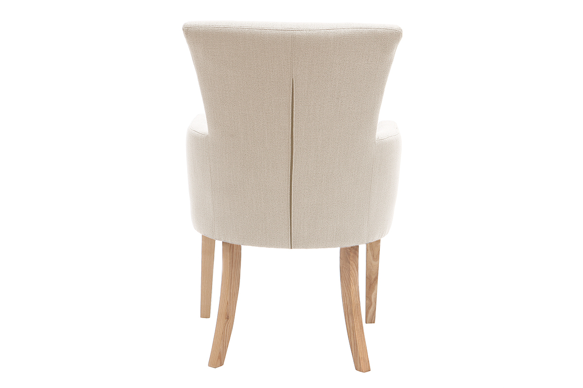 Fauteuil classique tissu coloris naturel pieds bois clair LAZARRE