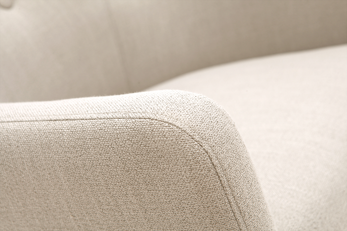 Fauteuil classique tissu coloris naturel pieds bois clair LAZARRE