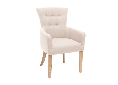 Fauteuil classique tissu coloris naturel pieds bois clair LAZARRE