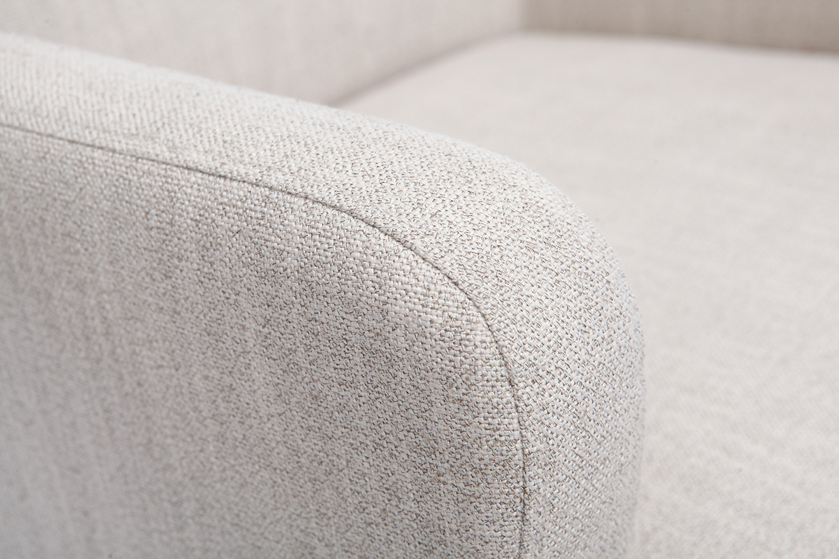 Fauteuil classique tissu naturel pieds bois clair RODIN