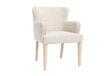 Fauteuil classique tissu naturel pieds bois clair RODIN