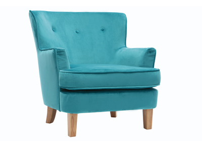 Fauteuil classique velours bleu azur CEZANNE