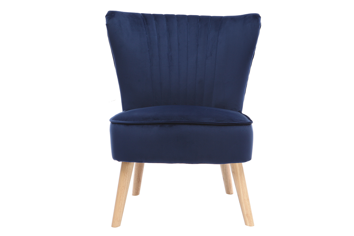 Fauteuil classique velours bleu fonc ZOLA