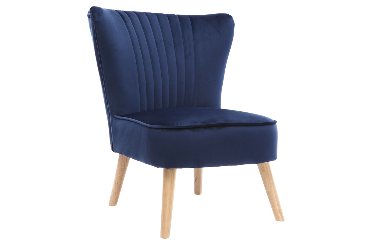 Fauteuil classique velours bleu fonc ZOLA