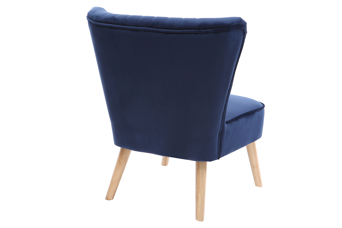 Fauteuil classique velours bleu fonc ZOLA