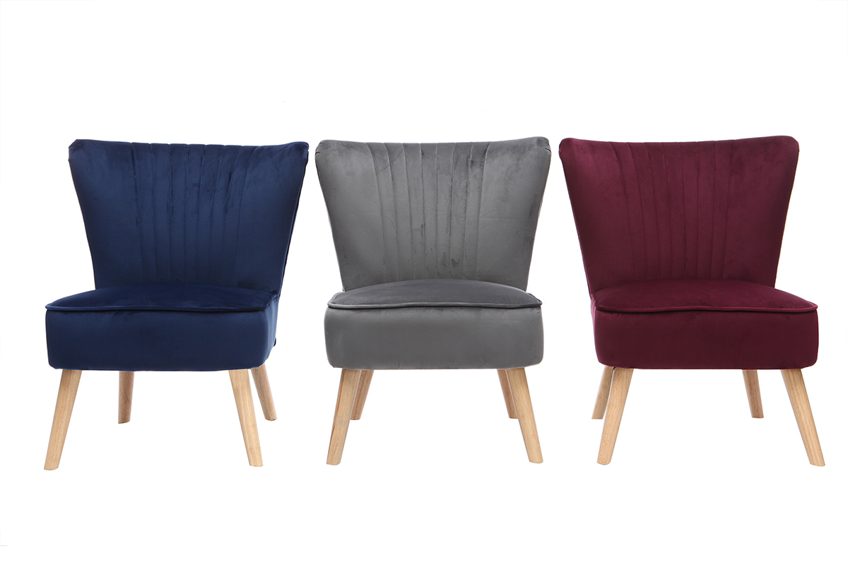 Fauteuil classique velours bleu fonc ZOLA