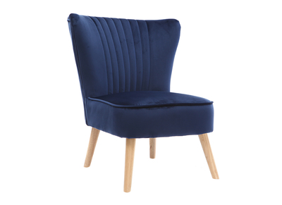 Fauteuil classique velours bleu fonc&eacute; ZOLA