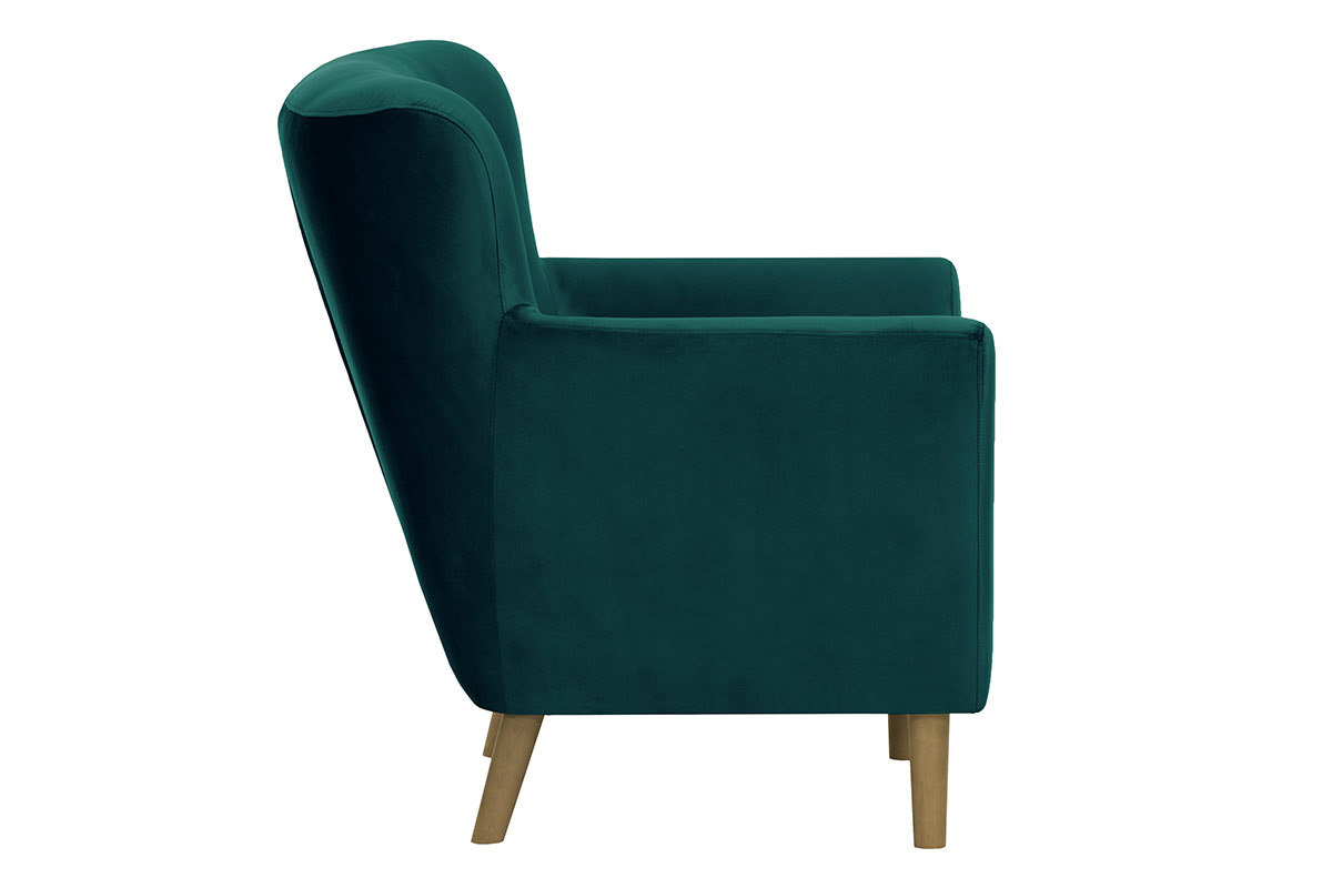 Fauteuil classique velours bleu p�trole MAYFAIR