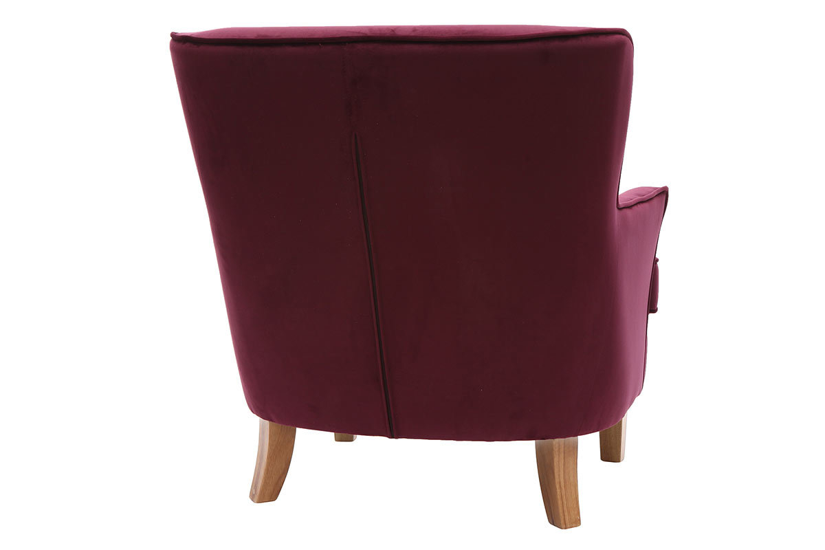 Fauteuil classique velours bordeaux CEZANNE