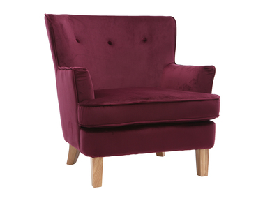 Fauteuil classique velours bordeaux CEZANNE
