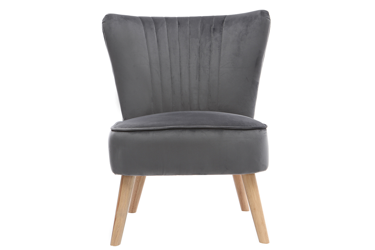Fauteuil classique velours gris fonc� ZOLA