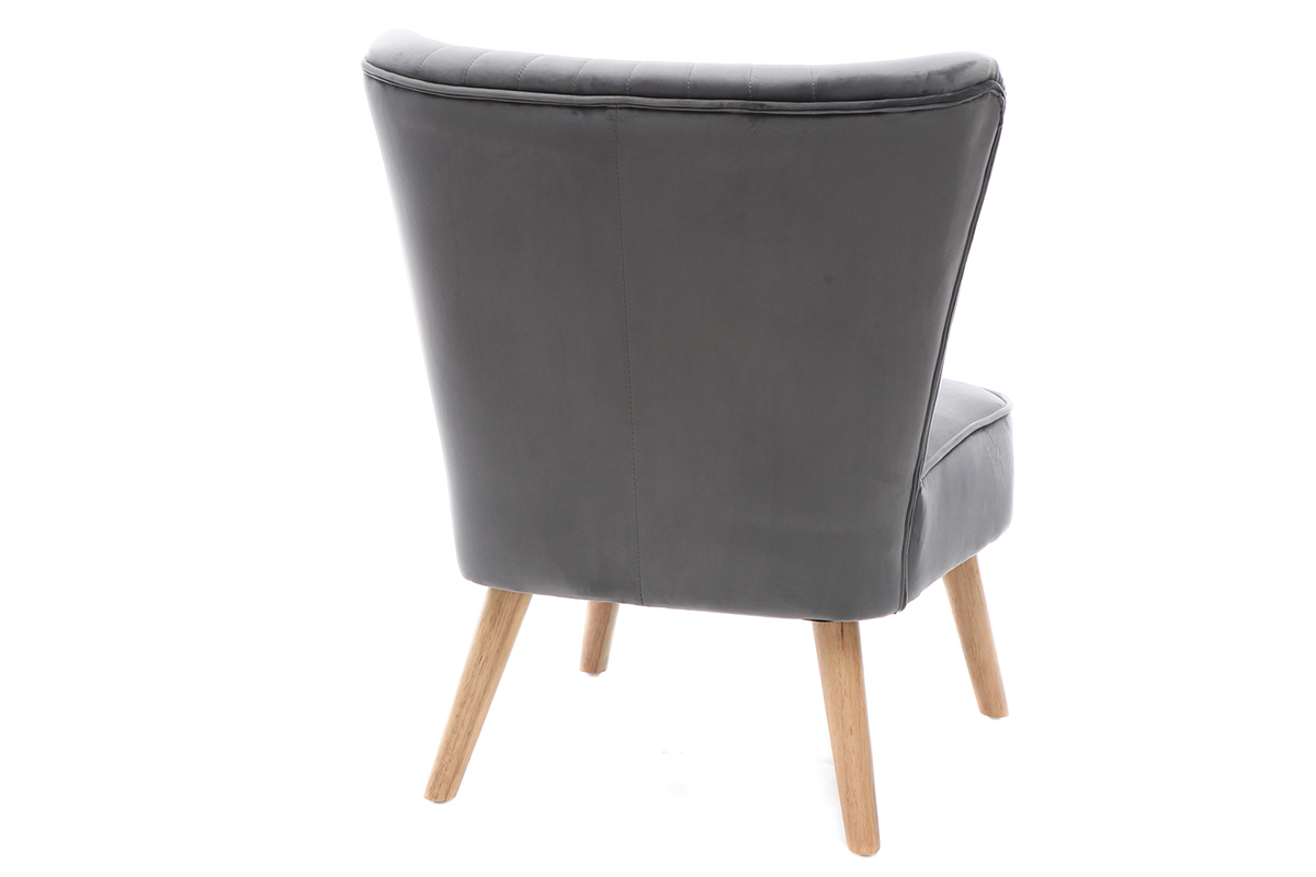 Fauteuil classique velours gris fonc� ZOLA