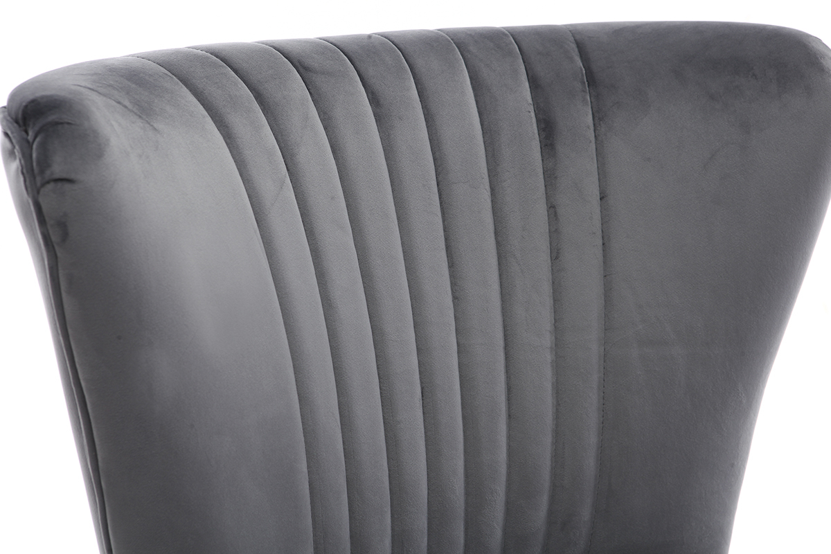 Fauteuil classique velours gris fonc� ZOLA