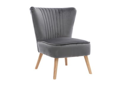 Fauteuil classique velours gris fonc&eacute; ZOLA