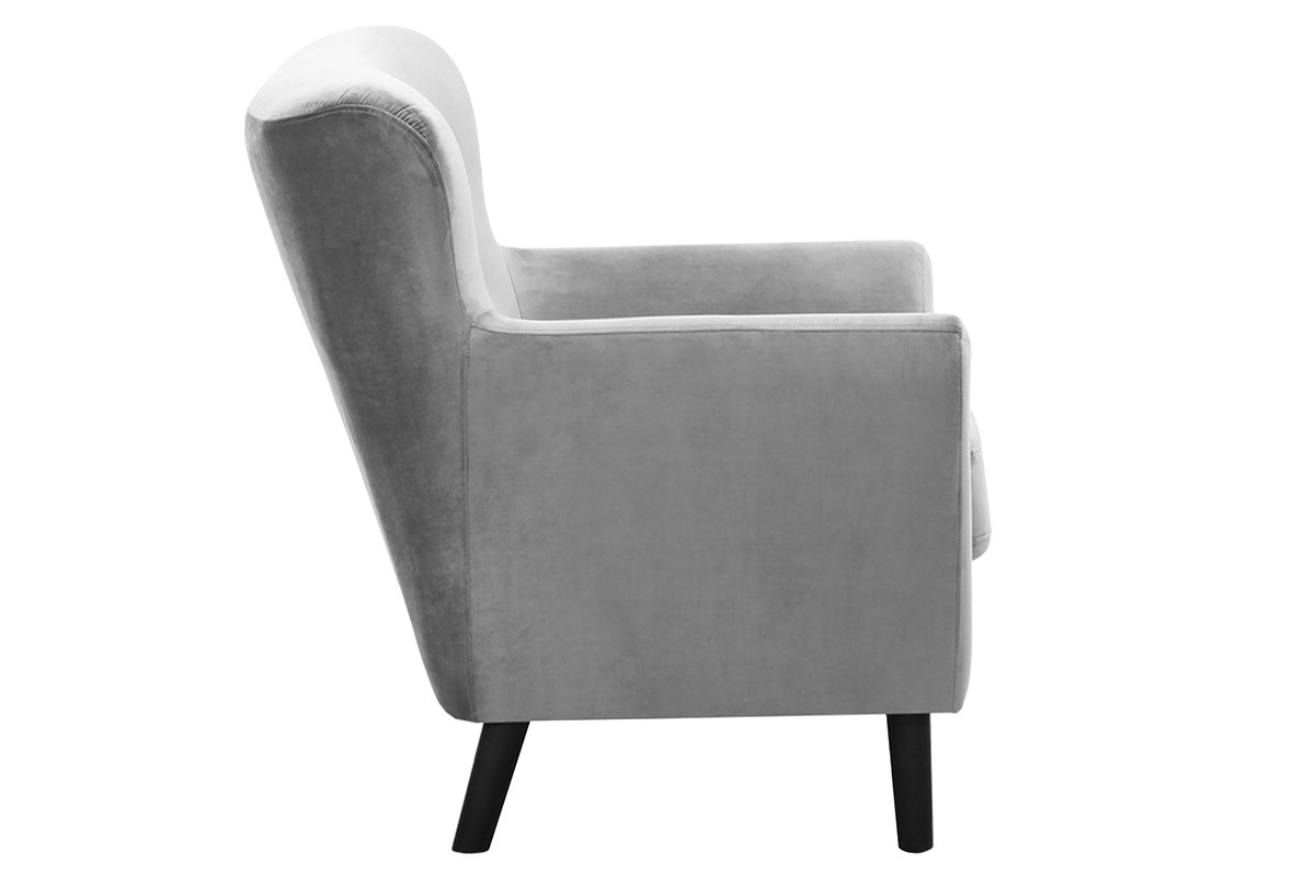 Fauteuil classique velours gris MAYFAIR