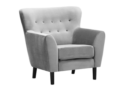 Fauteuil classique velours gris MAYFAIR