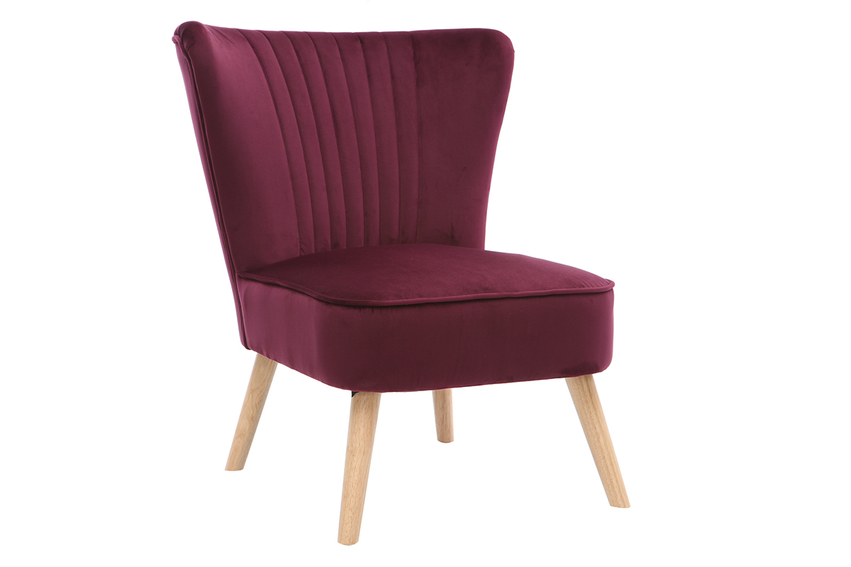 Fauteuil classique velours prune ZOLA