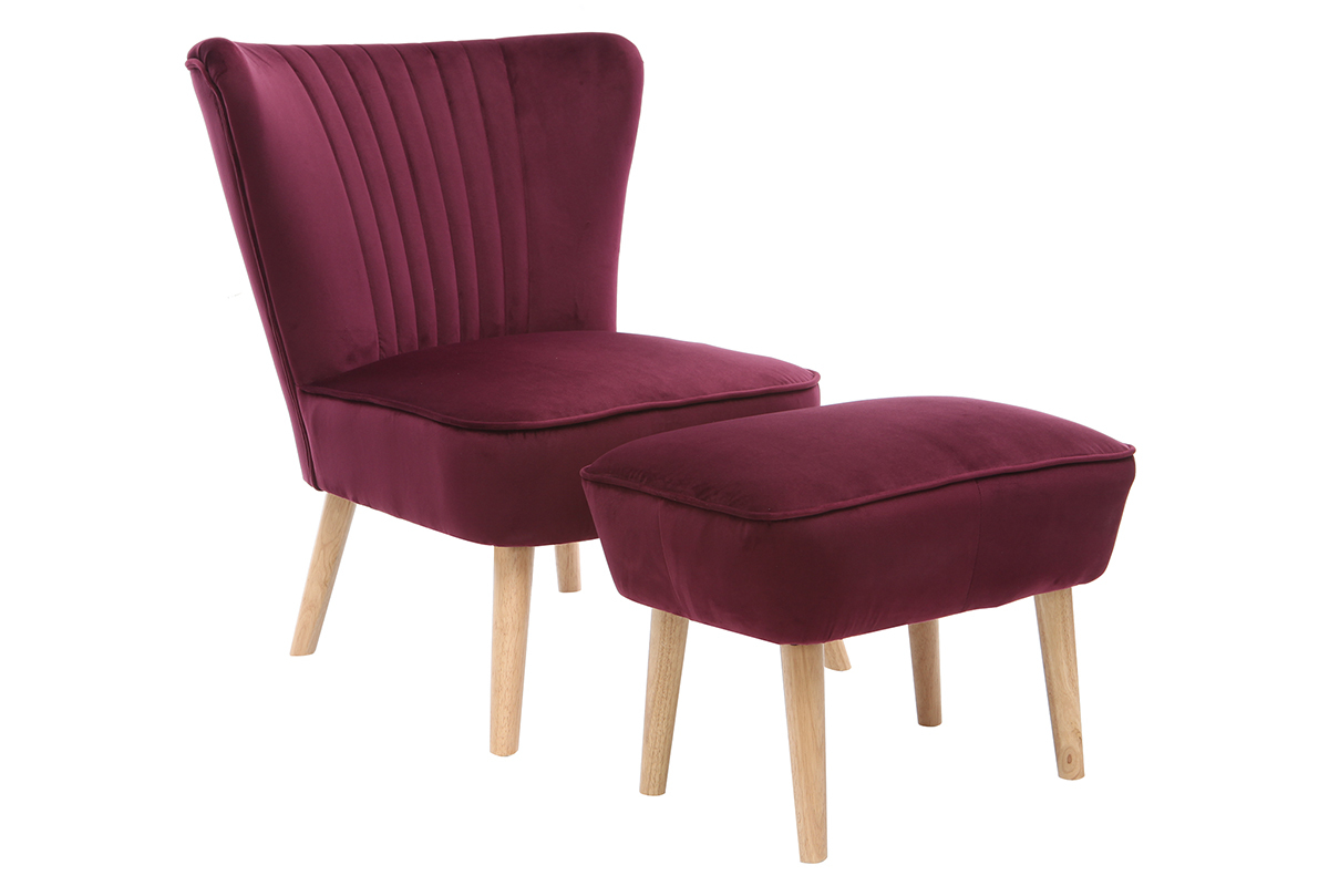 Fauteuil classique velours prune ZOLA
