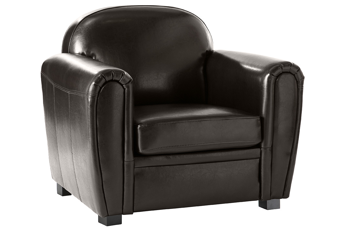 Fauteuil Club cuir marron fonc - cuir de vachette