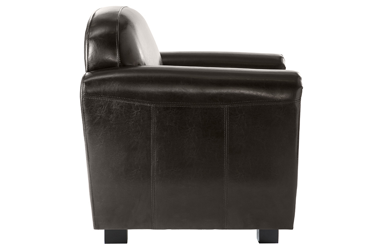 Fauteuil Club cuir marron fonc - cuir de vachette