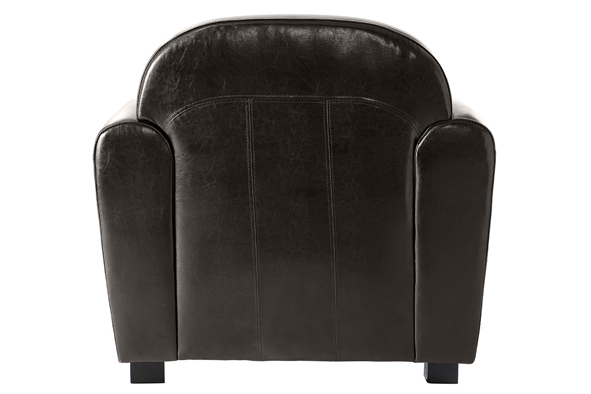 Fauteuil Club cuir marron fonc - cuir de vachette