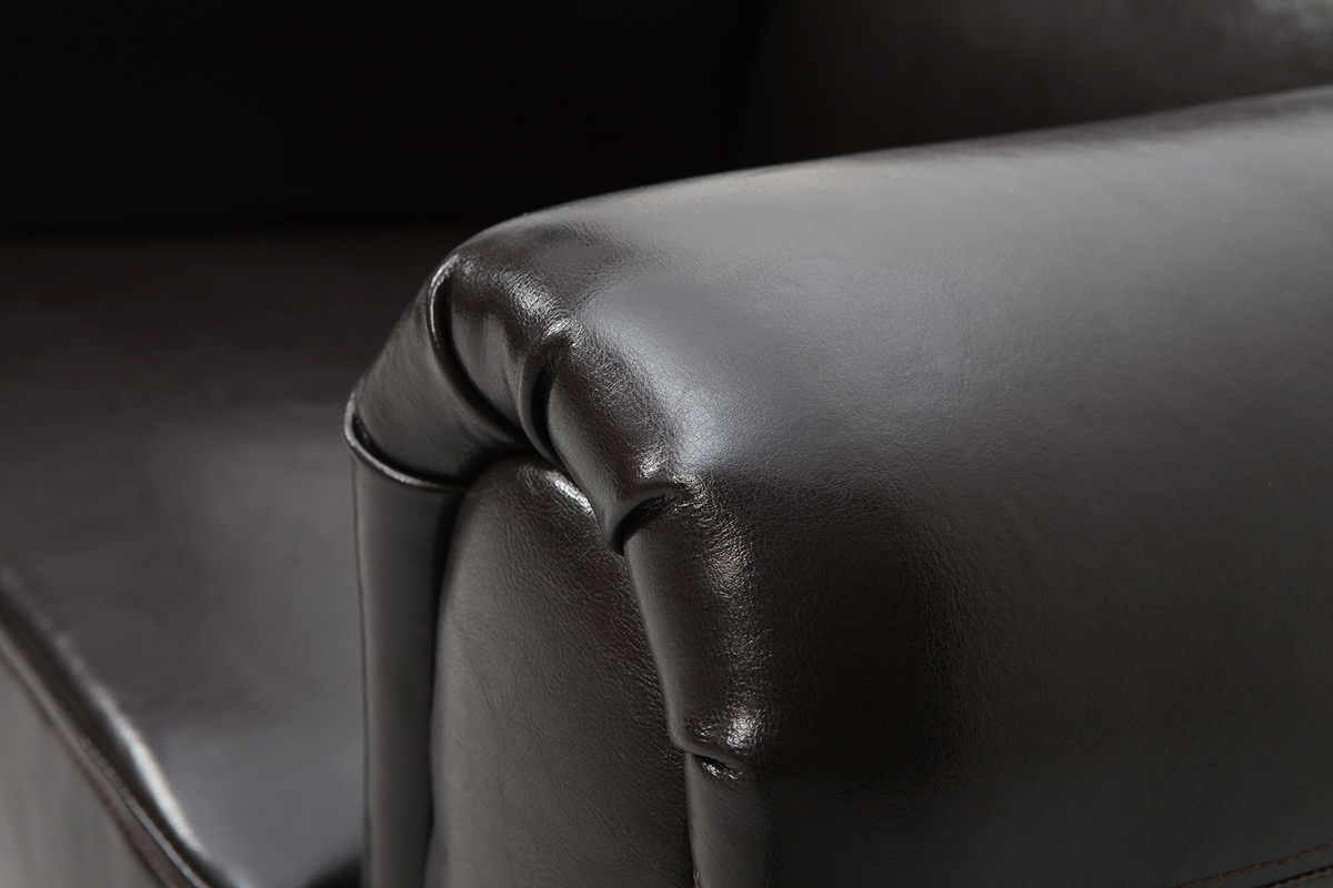 Fauteuil Club cuir marron fonc - cuir de vachette