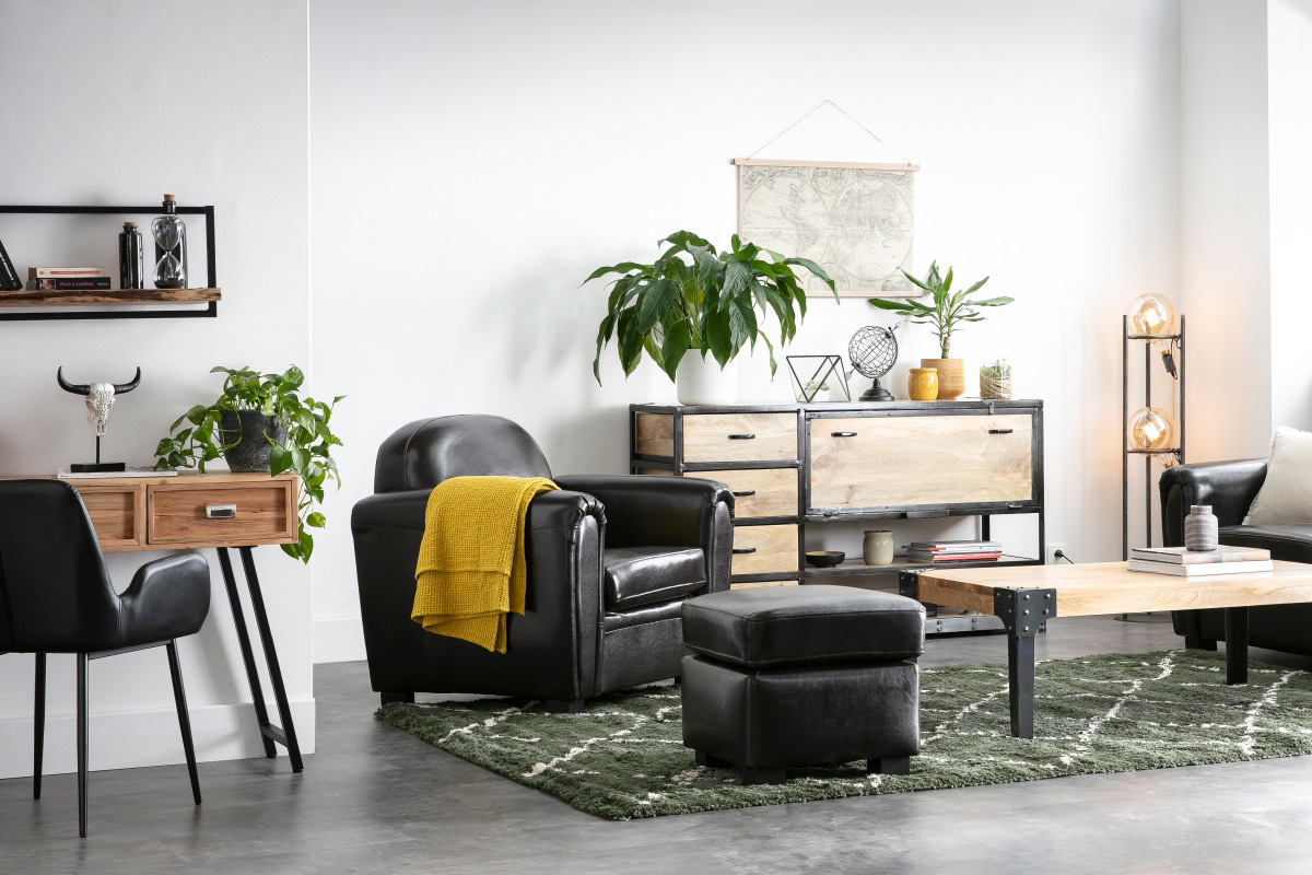 Fauteuil Club cuir marron fonc - cuir de vachette