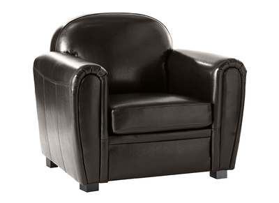Fauteuil Club cuir marron fonc&eacute; - cuir de vachette