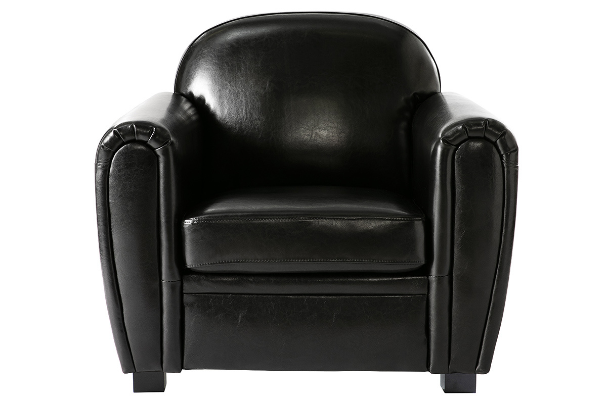 Fauteuil Club cuir noir - cuir de vachette