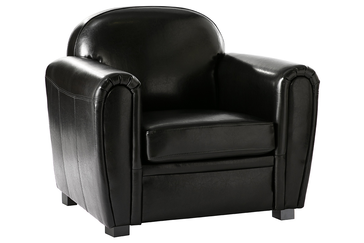 Fauteuil Club cuir noir - cuir de vachette