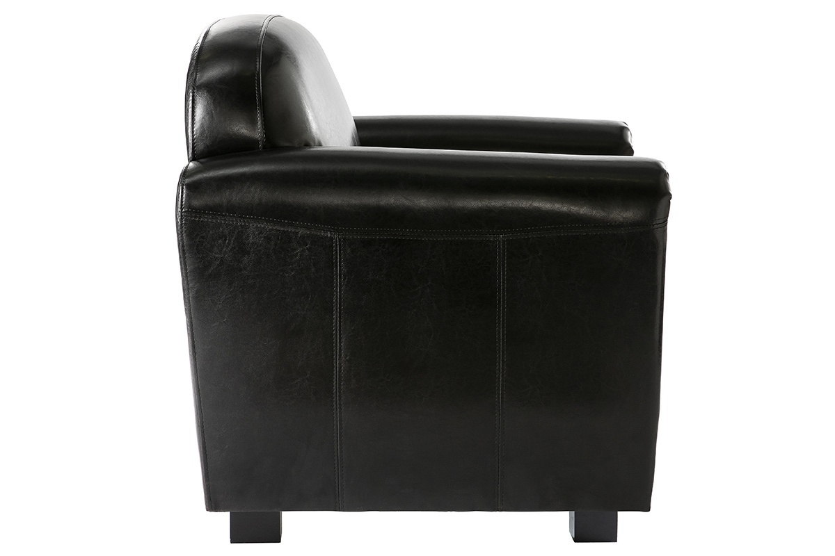 Fauteuil Club cuir noir - cuir de vachette