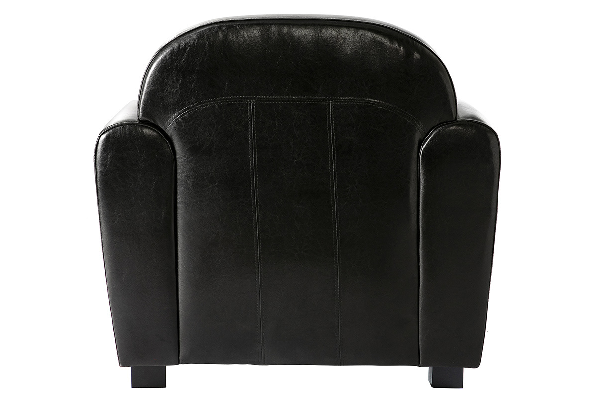 Fauteuil Club cuir noir - cuir de vachette