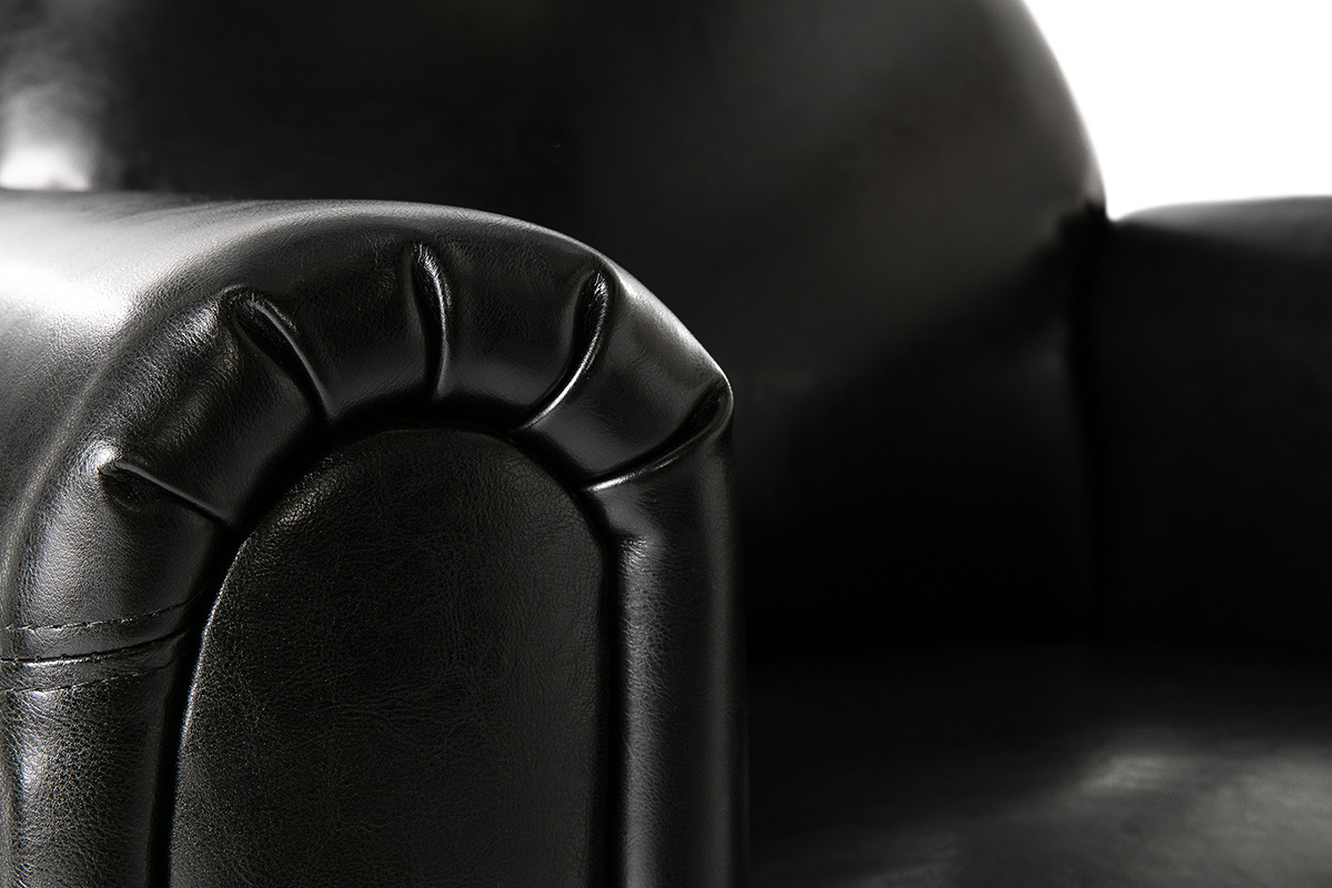 Fauteuil Club cuir noir - cuir de vachette