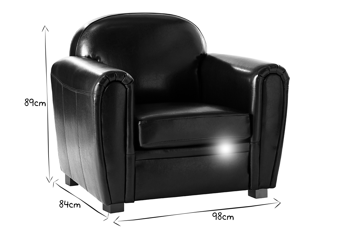 Fauteuil Club cuir noir - cuir de vachette