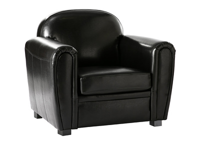 Fauteuil Club cuir noir - cuir de vachette