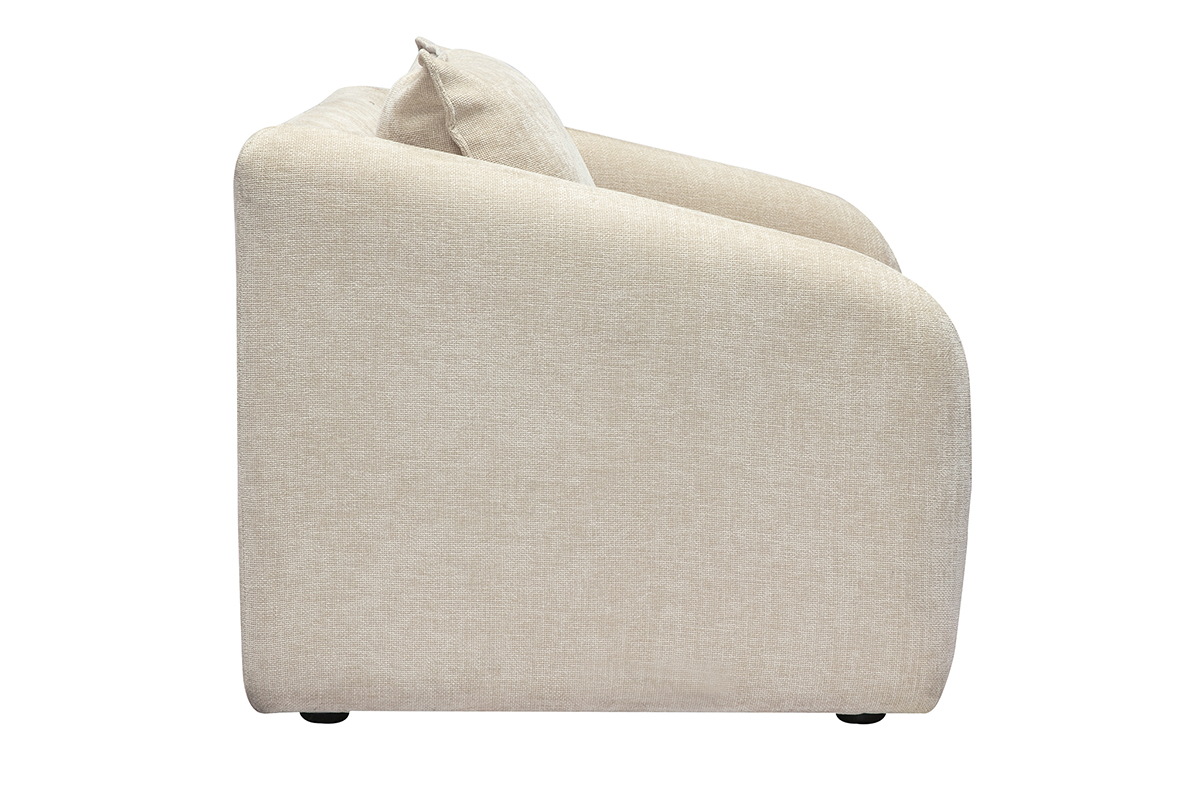 Fauteuil convertible en tissu effet velours textur beige MAHAUT