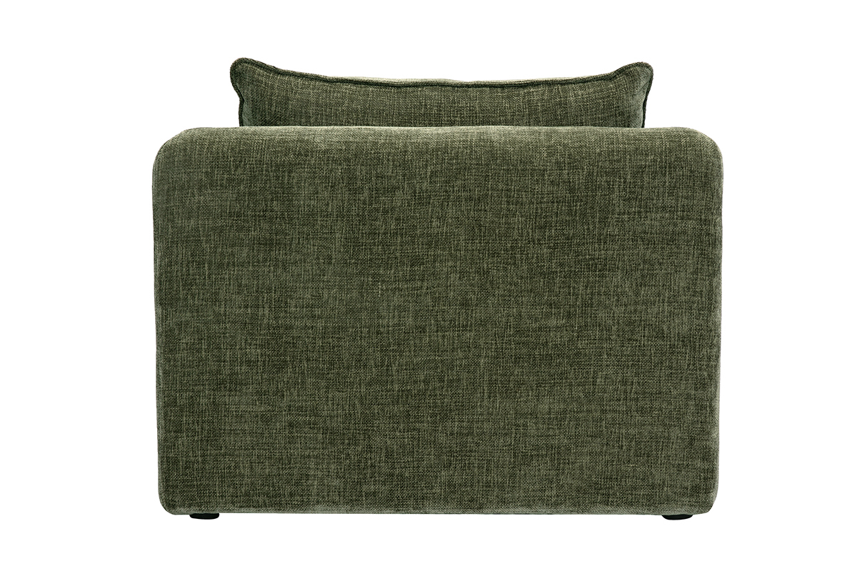 Fauteuil convertible en tissu effet velours textur vert kaki MAHAUT