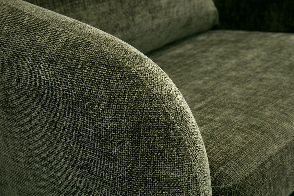 Fauteuil convertible en tissu effet velours textur vert kaki MAHAUT