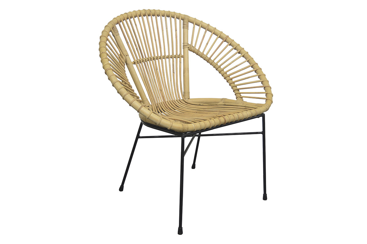 Fauteuil corbeille en rotin naturel MALACCA