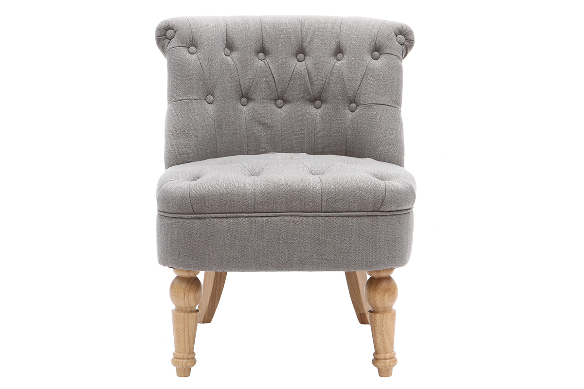 Fauteuil crapaud classique tissu gris clair ODEON