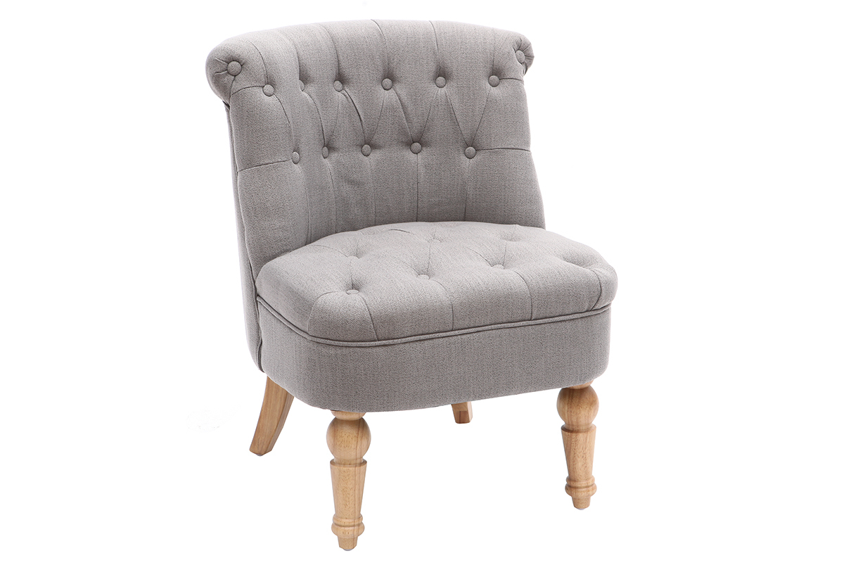 Fauteuil crapaud classique tissu gris clair ODEON