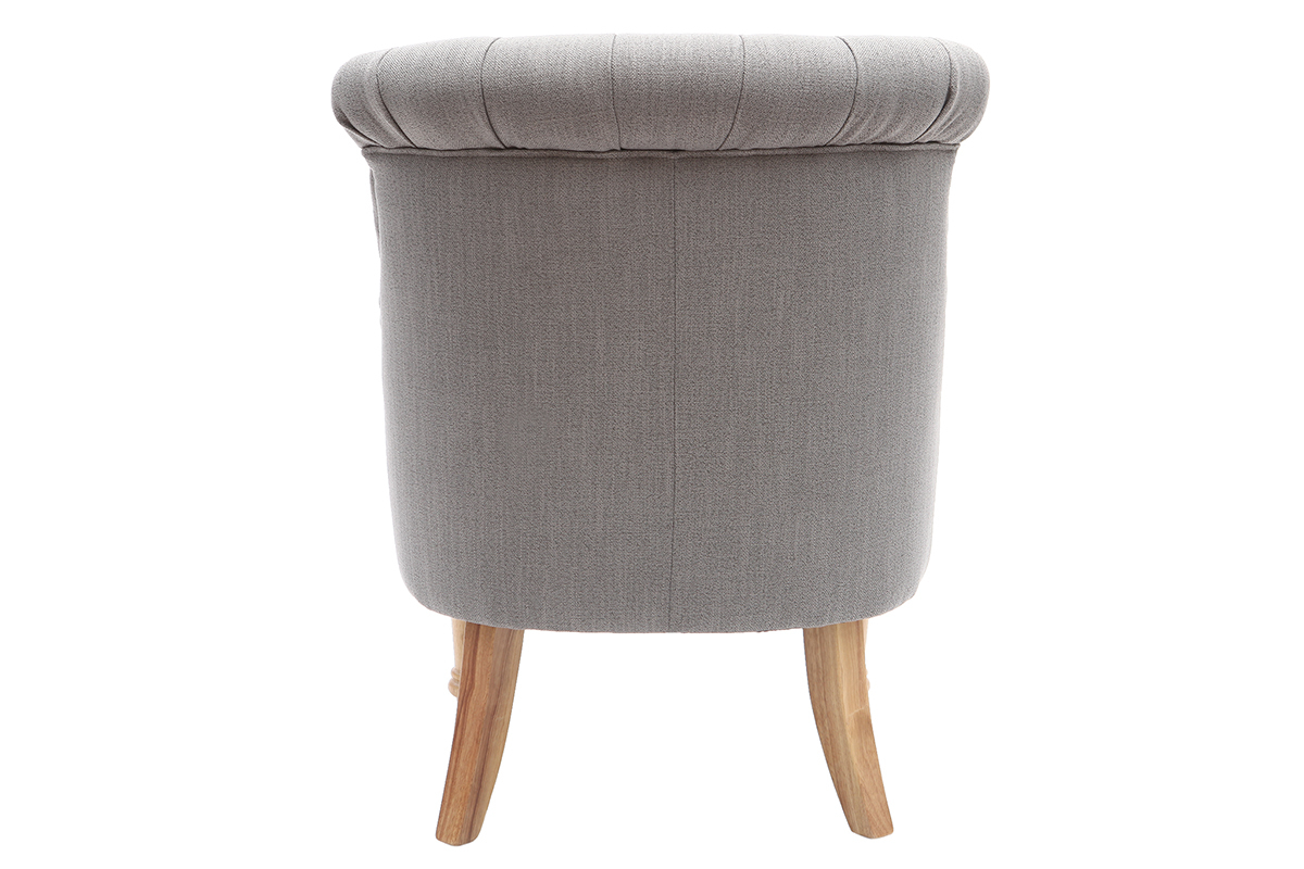 Fauteuil crapaud classique tissu gris clair ODEON