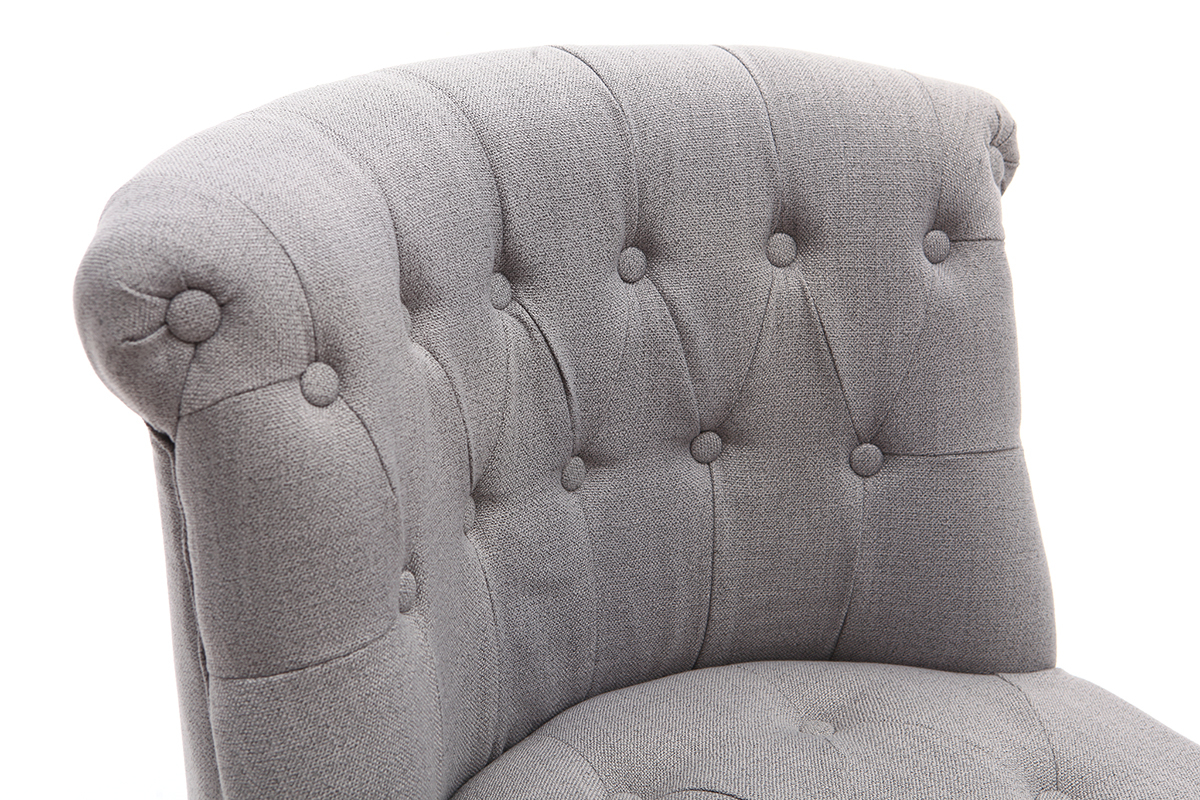 Fauteuil crapaud classique tissu gris clair ODEON