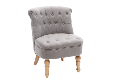 Fauteuil crapaud classique tissu gris clair ODEON
