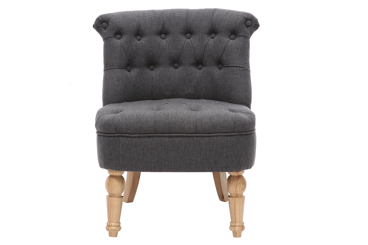 Fauteuil crapaud classique tissu gris fonc� ODEON