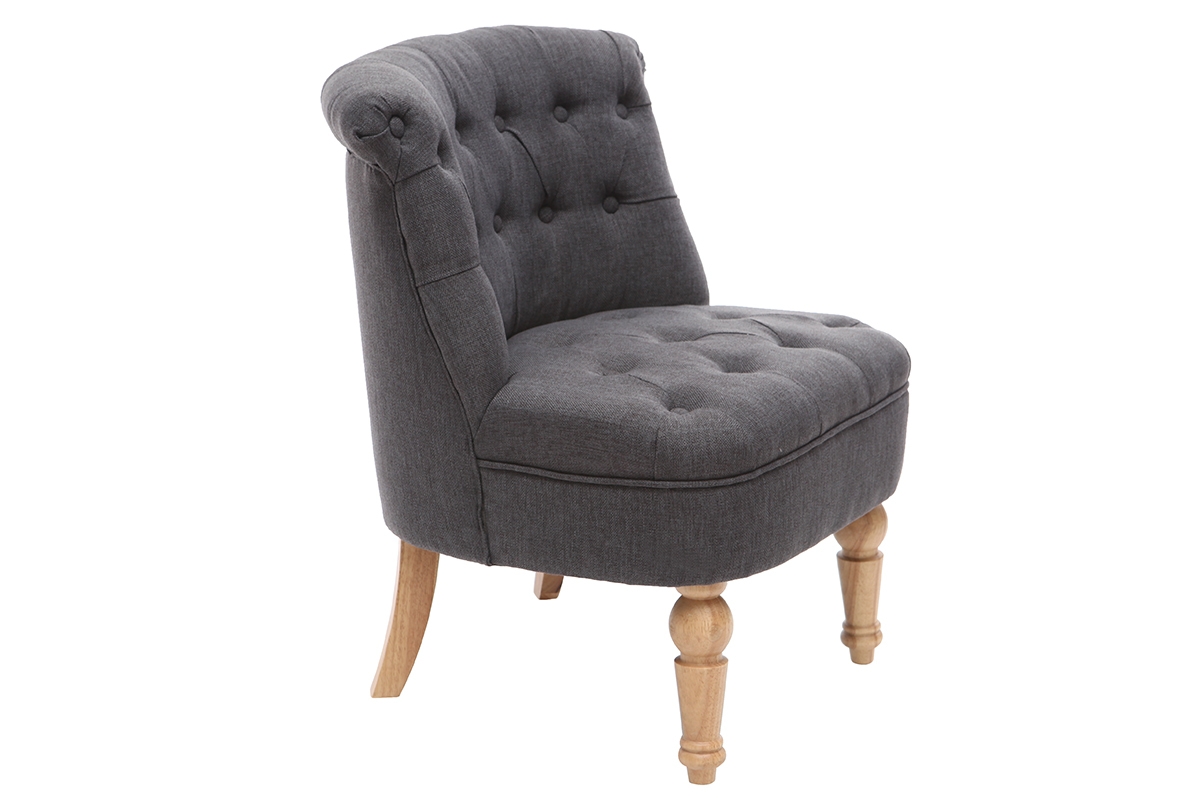 Fauteuil crapaud classique tissu gris fonc� ODEON