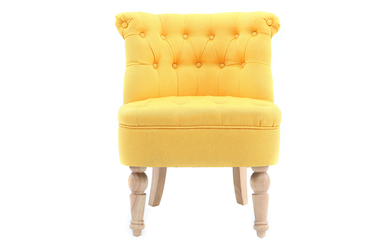 Fauteuil crapaud classique tissu jaune ODEON