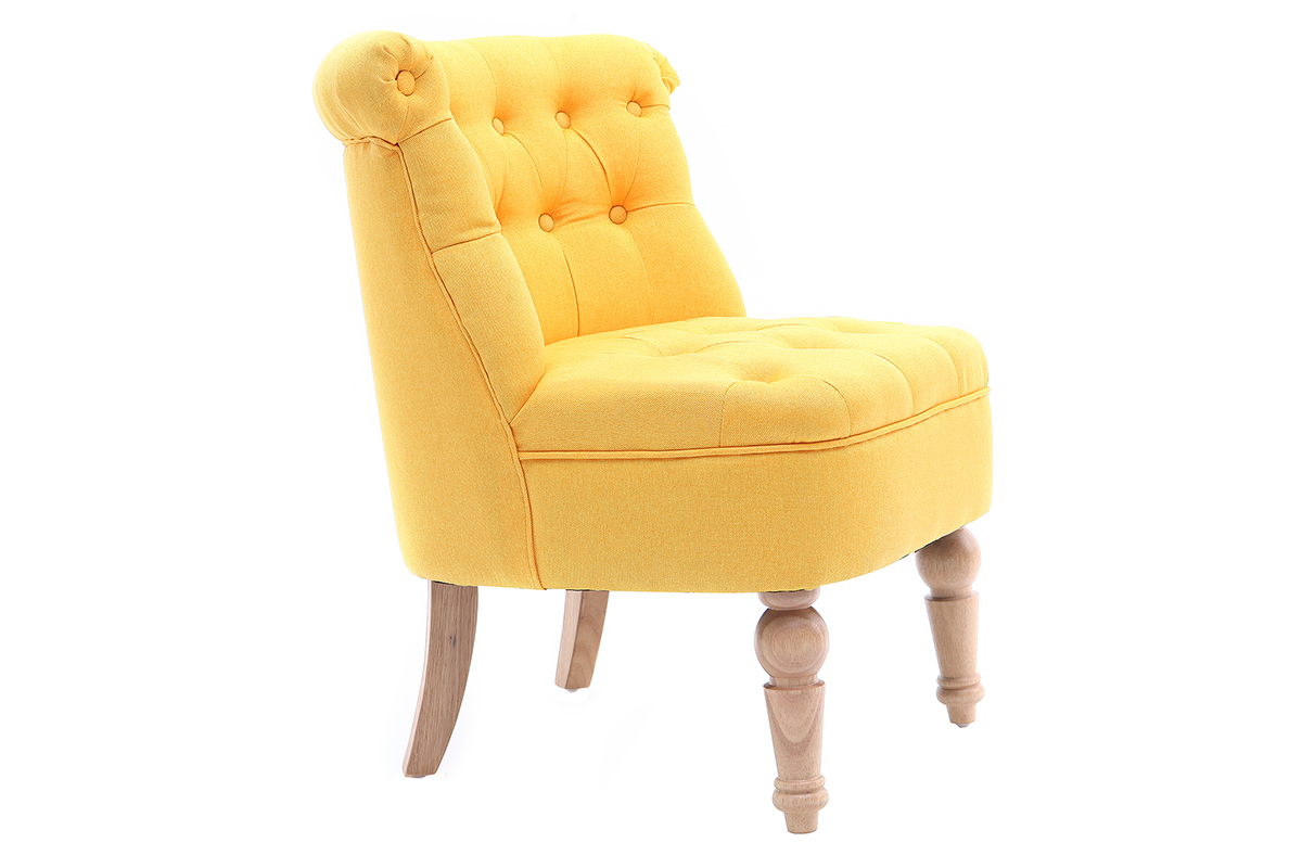 Fauteuil crapaud classique tissu jaune ODEON