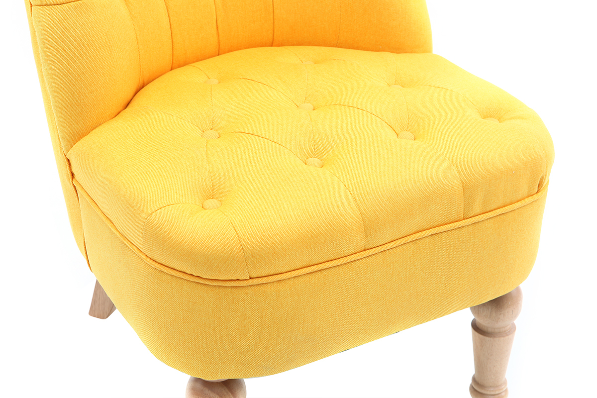 Fauteuil crapaud classique tissu jaune ODEON
