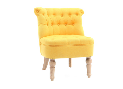 Fauteuil crapaud classique tissu jaune ODEON